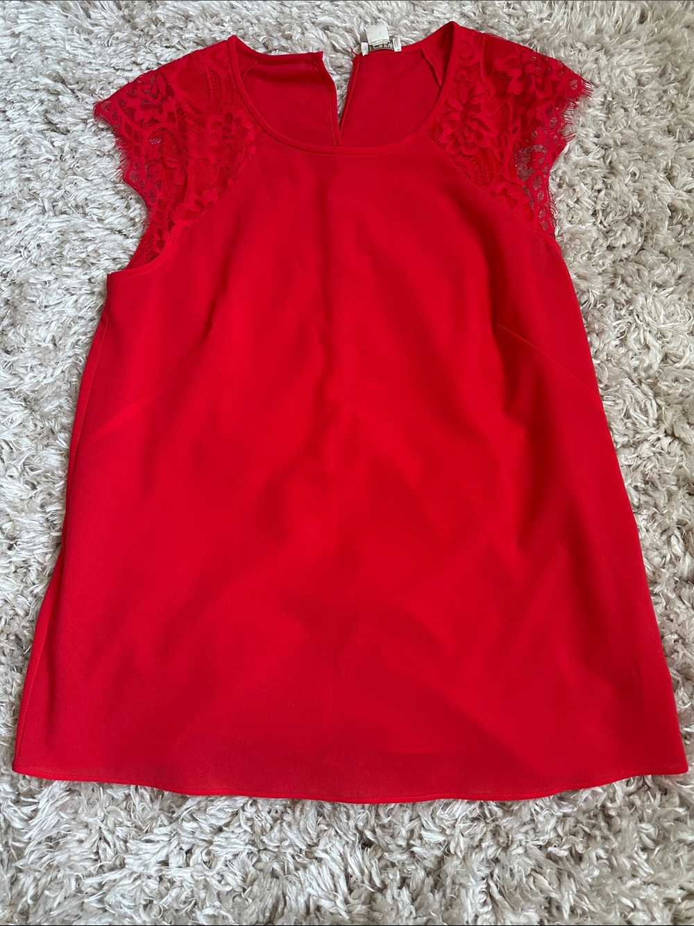 J. Crew Red Lace Sleeve Tank Top